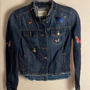 Custom Denim Jacket with Butterfly Embroidery